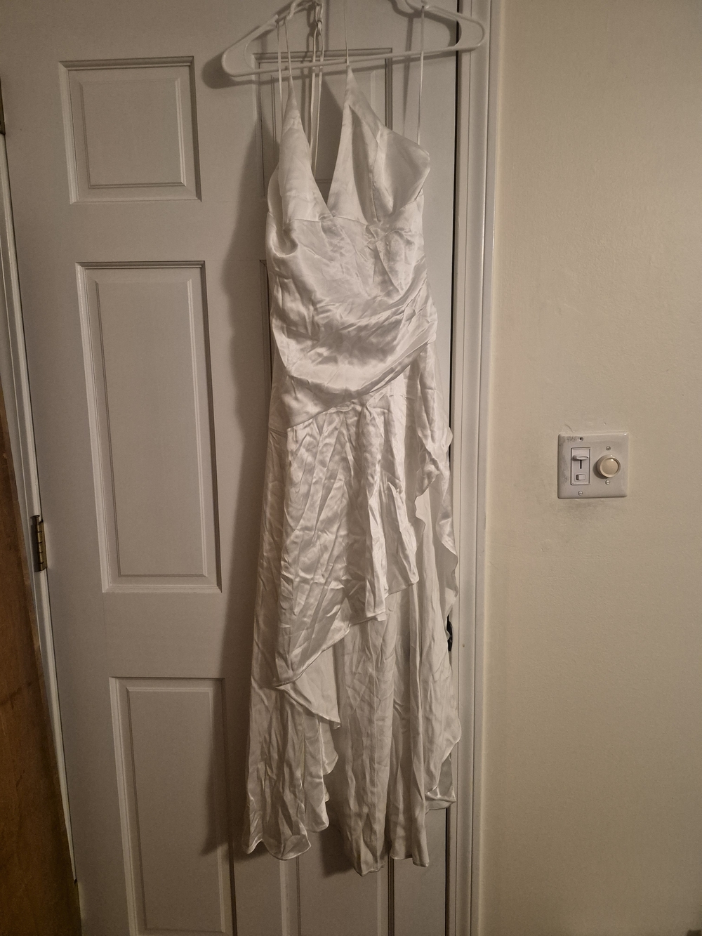 White BARDOT Spaghetti Strap Satin Maxi Dress